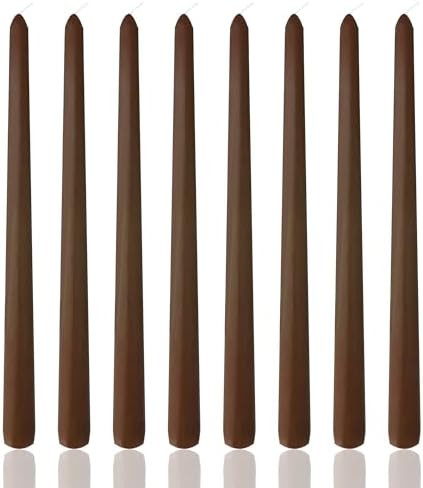 8 Pack 10 Inch Nut Brown Taper Candles for Dinner Home Decor Wedding Shower | Amazon (US)