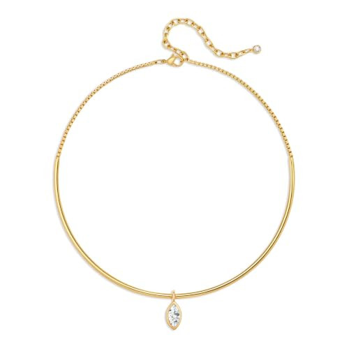 HolidayQbee Gold Choker Necklace Dainty 14K Gold Plated Collar Necklace with Cubic Zircon Pendant Necklaces Fashion Minimalist Summer Crystal Collar Necklaces Boho Jewelry Accessories Gifts Stuff | Amazon (US)