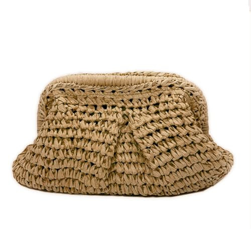 Straw Clutch Purse Shoulder Crossbody Bag for Women, Cloud Pouch Summer Beach Tote Handbag for Holiday, Travel, Wedding Parties, Khaki | Amazon (US)