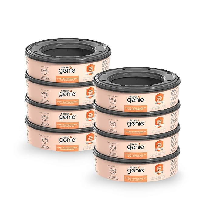 Diaper Genie Bags Refills 270 (Pack of 8) Clean Laundry Scent | Diaper Pail Refills with Max Odor... | Amazon (US)