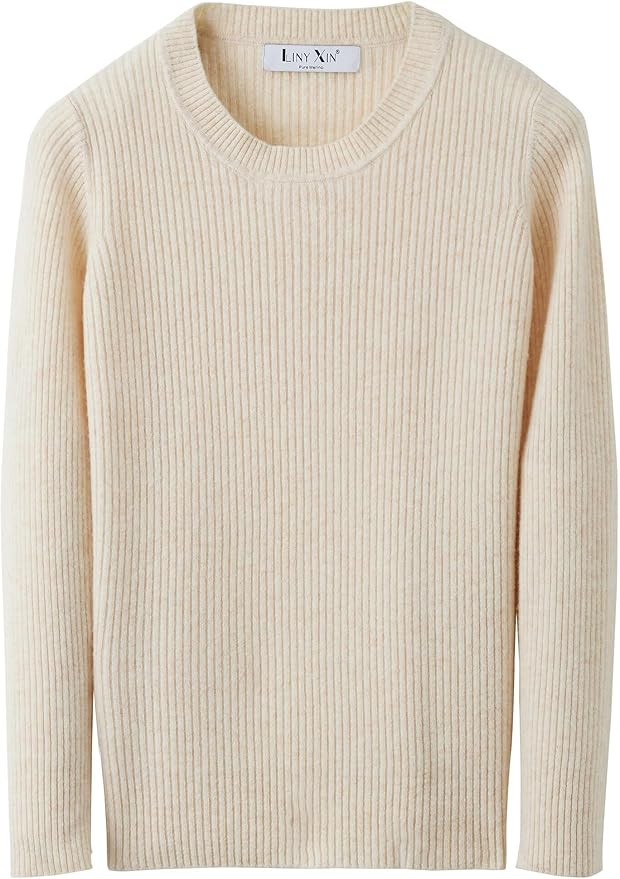 LINY XIN 100% Merino Wool Sweater Women Spring Crewneck Long Sleeve Lightweight Soft Knitted Pull... | Amazon (US)