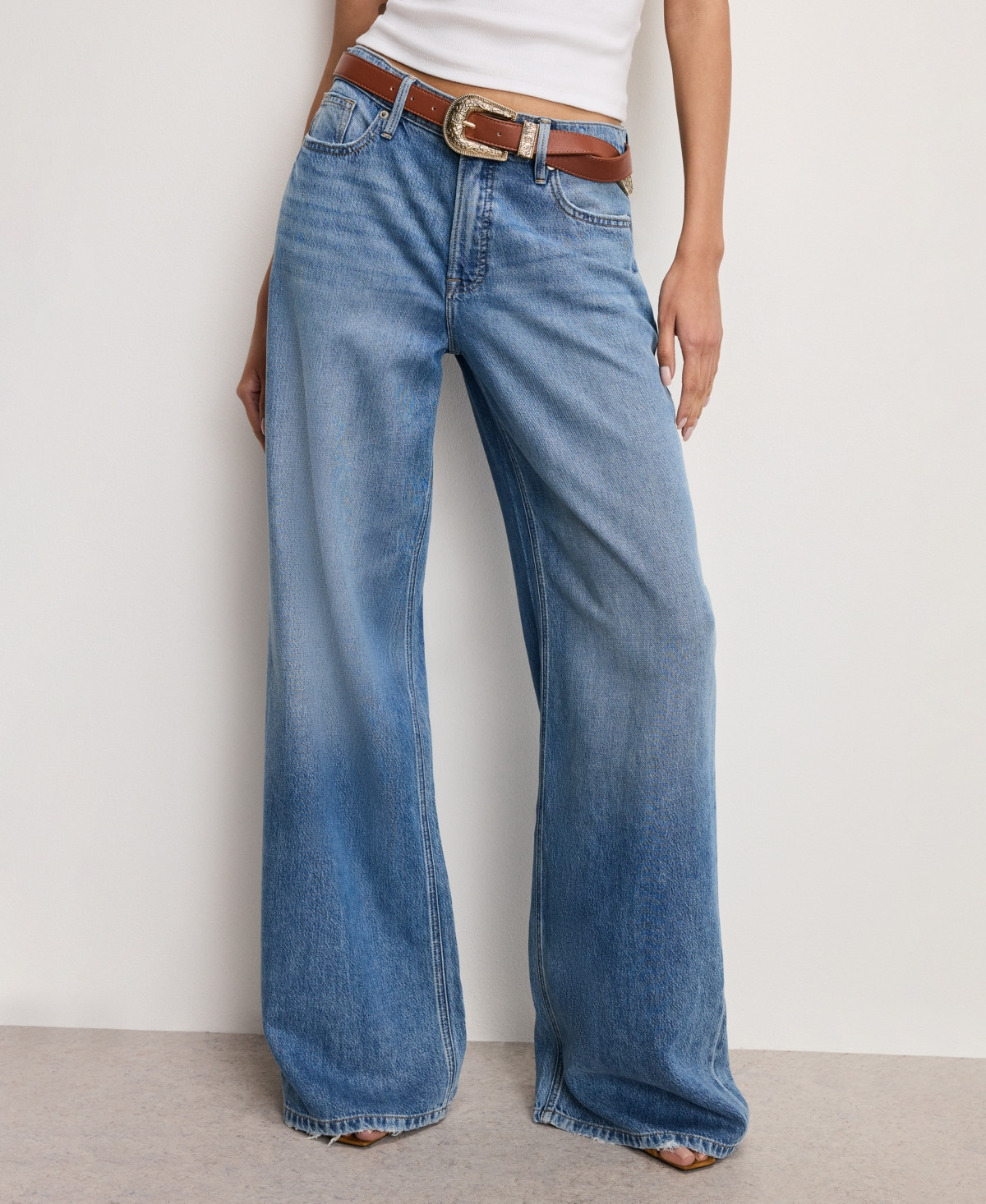 Good American Women's Mid-Rise Wide-Leg Jeans - Indigo | Macy's