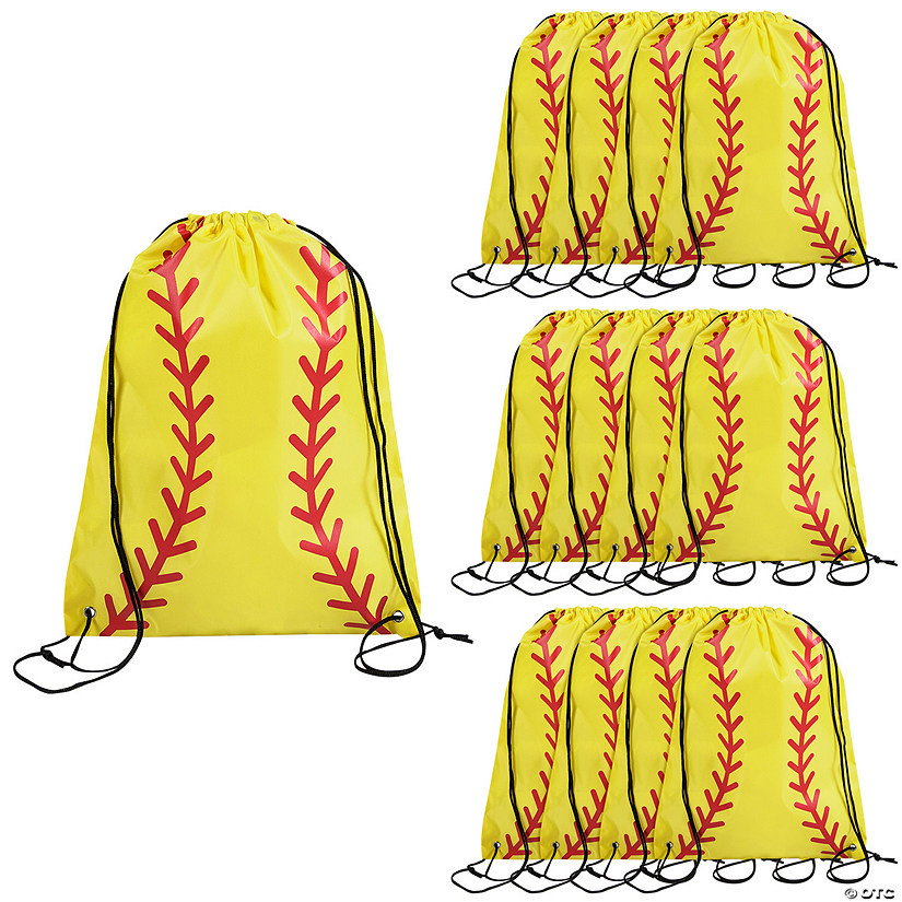 14" x 18" Large Softball Polyester Drawstring Bags - 12 Pc. | Oriental Trading Company