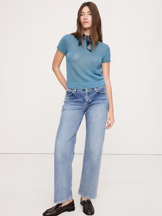 Fitted Linen Short-Sleeve Sweater | Banana Republic (US)