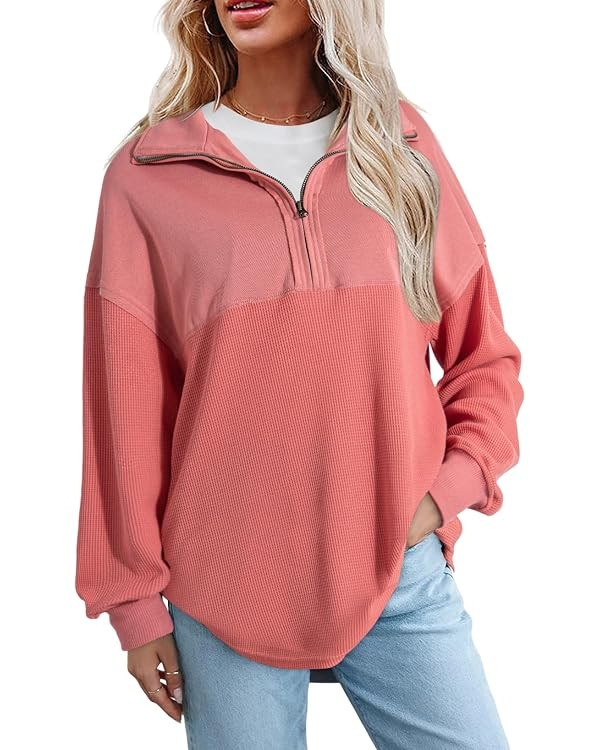 SHEWIN Women Fall Sweatshirt Casual Half Zip Pullover Fall Top 2026 Clothes | Amazon (US)