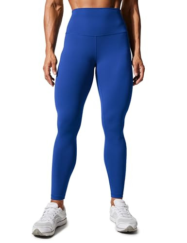 CRZ YOGA Women's Hugged Feeling Compression Leggings 28 Inches - High Waist Thick Tummy Control Workout Leggings Waves Blue Large | Amazon (US)