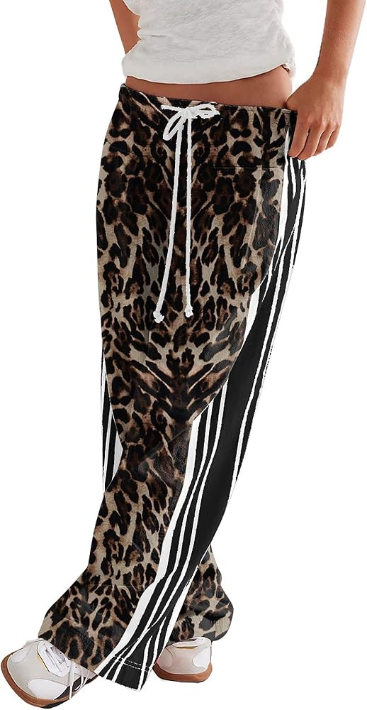 Womens Hudson Canyon Pants Side Striped Sweatpants Drawstring Waist High Rise Pant Trousers with ... | Amazon (US)