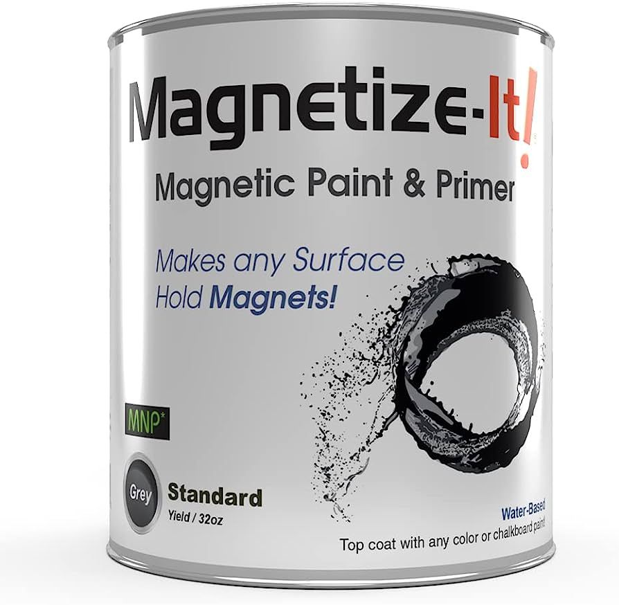 Magnetize-It! Magnetic Paint & Primer (Water Based) – Standard Yield 32oz, MISTD-1530 Grey | Amazon (US)