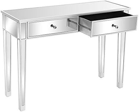 Bonnlo Mirrored Console Table with 2 Drawers Silver Desk | Amazon (US)