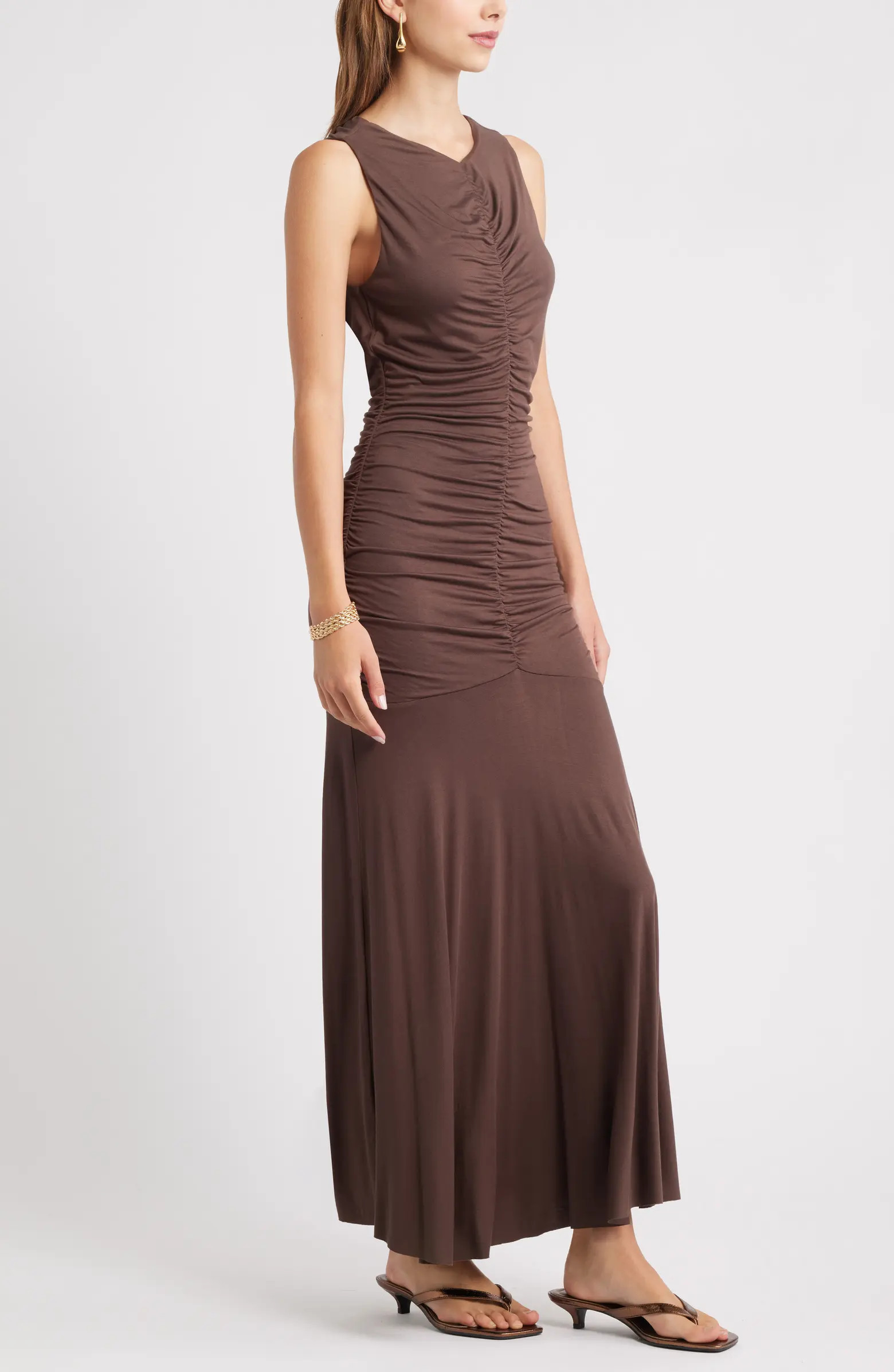 Open Edit Ruched Sleeveless Maxi Dress | Nordstrom | Nordstrom