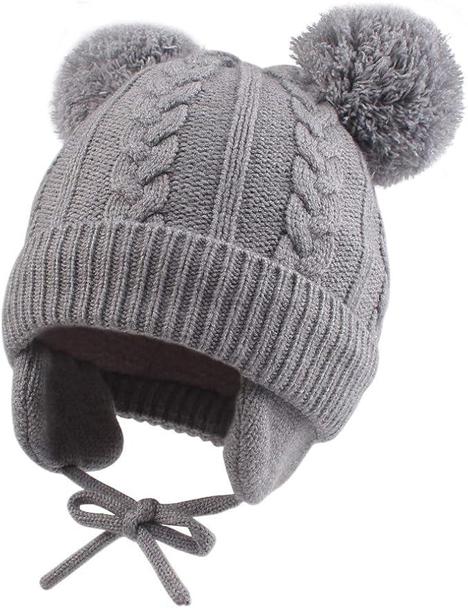 JANGANNSA Twist Knit Baby Beanie Hat Winter Earflap Warm Hat for Boys Infant Toddler Girls Hat wi... | Amazon (US)
