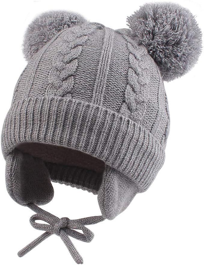 JANGANNSA Twist Knit Baby Beanie Hat Winter Earflap Warm Hat for Boys Infant Toddler Girls Hat wi... | Amazon (US)