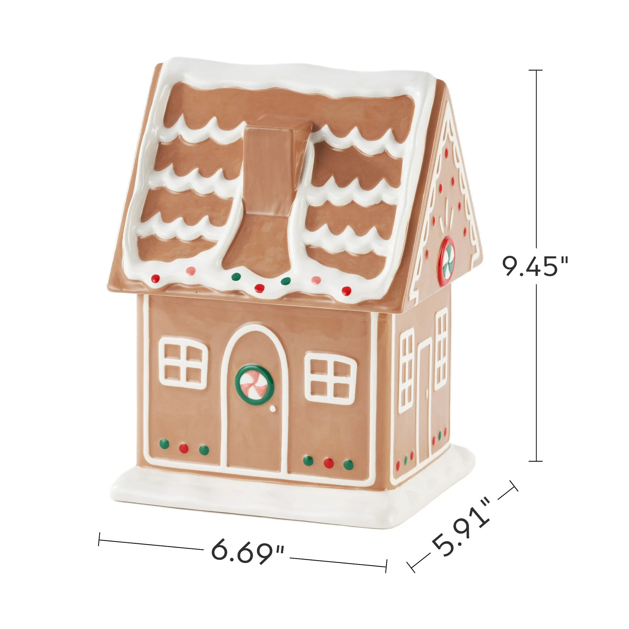 Holiday Time Ceramics Gingerbread House Cookie Jar, Ceramic Cookie Jar for Kitchen Counter, Great... | Walmart (US)