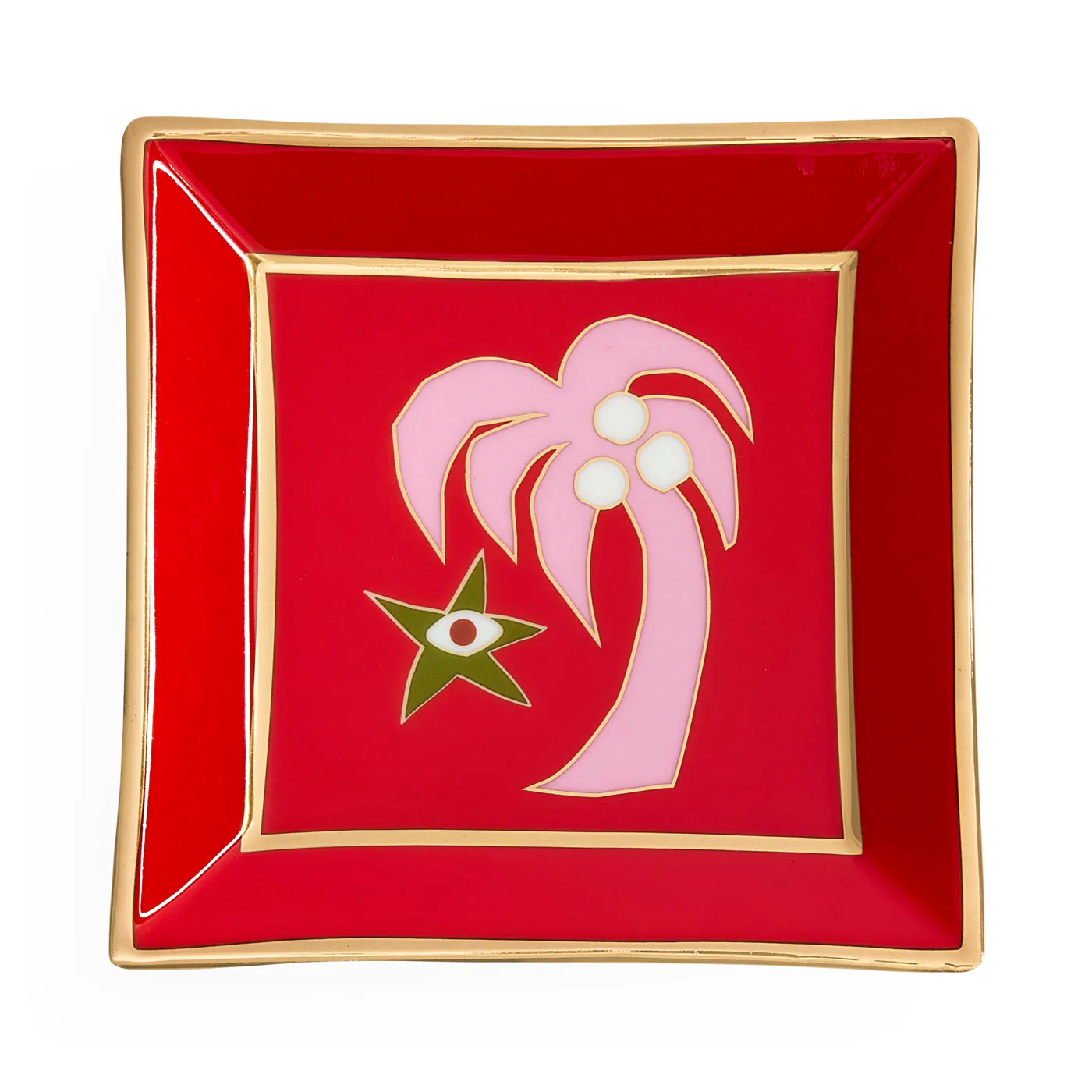 Playa Square Tray in Porcelain with Gold Accents | Jonathan Adler | Jonathan Adler US