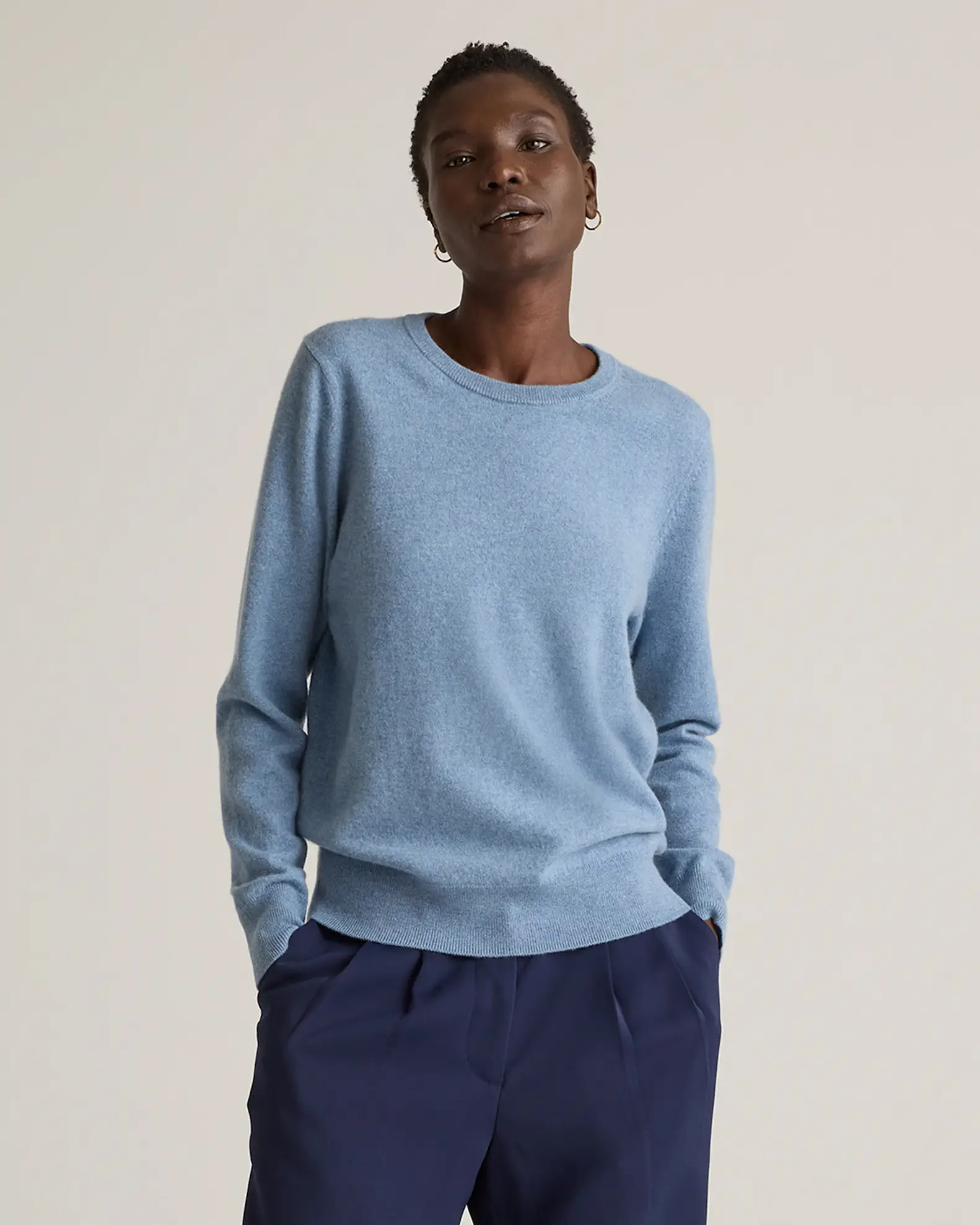 Mongolian Cashmere Crewneck Sweater in Faded Denim | Quince