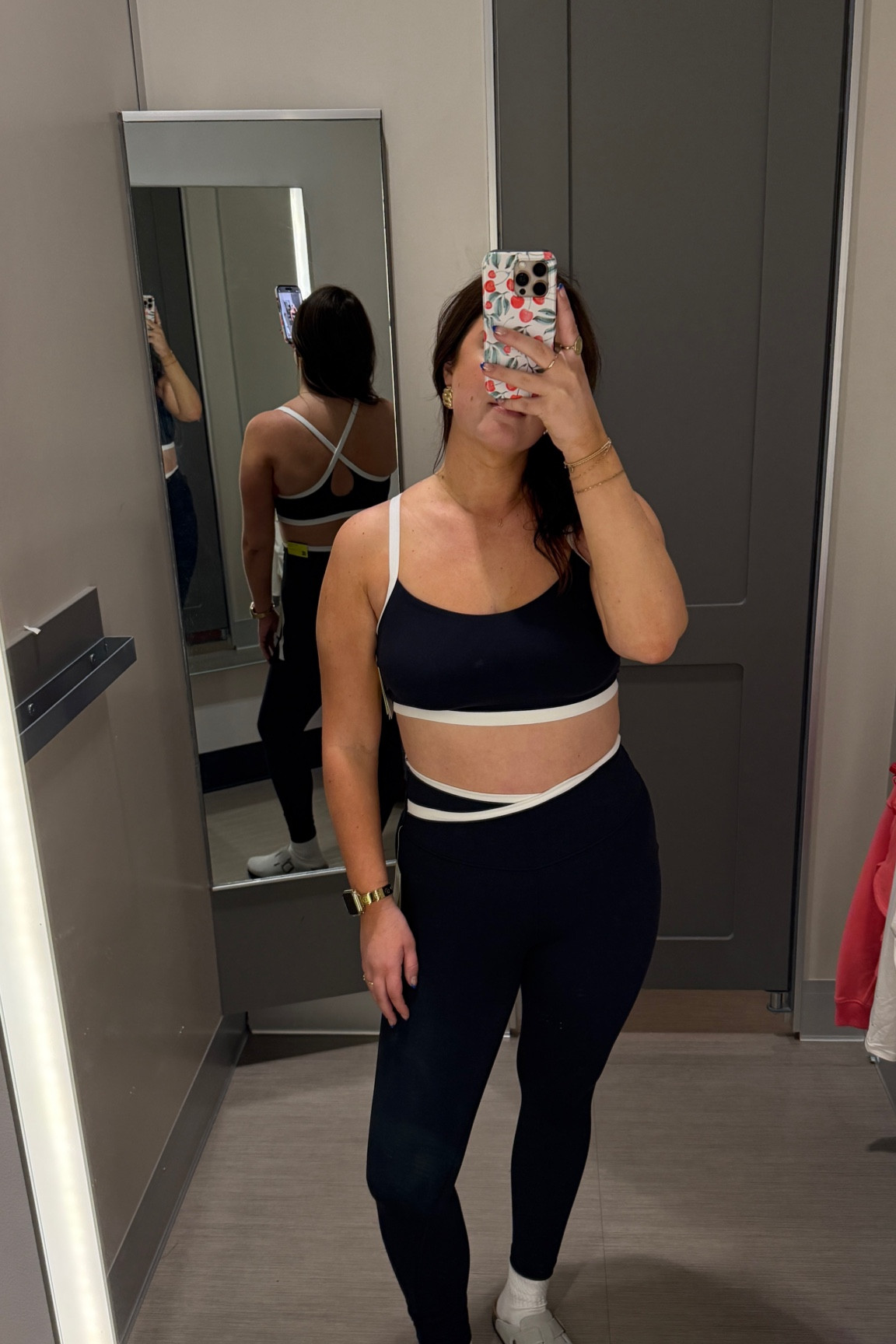 Target activewear 30% off! Love the white trim on this set, so chic! Comes in blue and red as well. (Wearing a large top and medium bottoms) 

#LTKSaleAlert #LTKFitness #LTKStyleTip