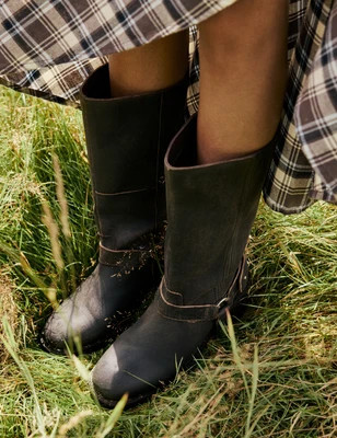 Dark Brown Suede Buckled Boots | Nobody's Child