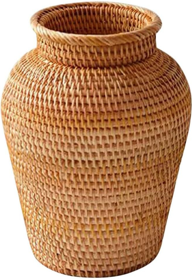 VOSAREA Wicker Vase Vintage Rattan Woven Vase Rustic Tall Floor Floral Arrangement Holder for Hom... | Amazon (US)