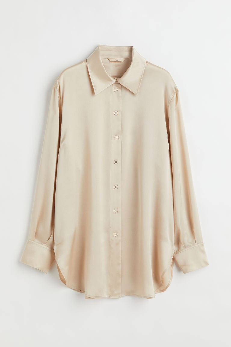 H & M - Silk shirt - Beige | H&M (UK, MY, IN, SG, PH, TW, HK)