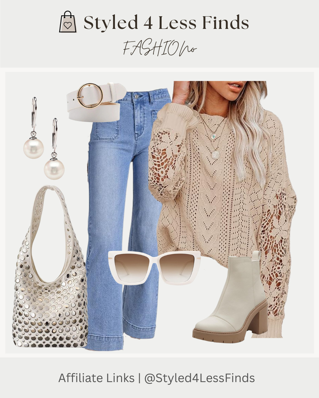 Soft neutrals with a little texture always feel effortlessly pulled together 🤍 This open-knit sweater paired with light-wash denim is one of those easy outfits that works for everyday but still feels styled. Finished with creamy accessories and a touch of shine for a fresh, elevated look.

Style Tip: When wearing an open-knit or textured sweater, keep the rest of the outfit in a similar neutral palette. It lets the texture stand out while keeping the look cohesive and polished. 

 #LTKcanada #LTKjeans #LTKover50style