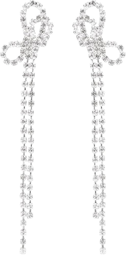 Pendant Earrings Silver Dangle Earrings Women's Rhinestone Earrings Lightweight Ear Studs Crystal... | Amazon (US)