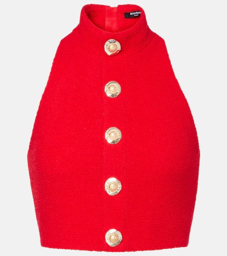 Halterneck wool-blend crêpe top | Mytheresa (US/CA)