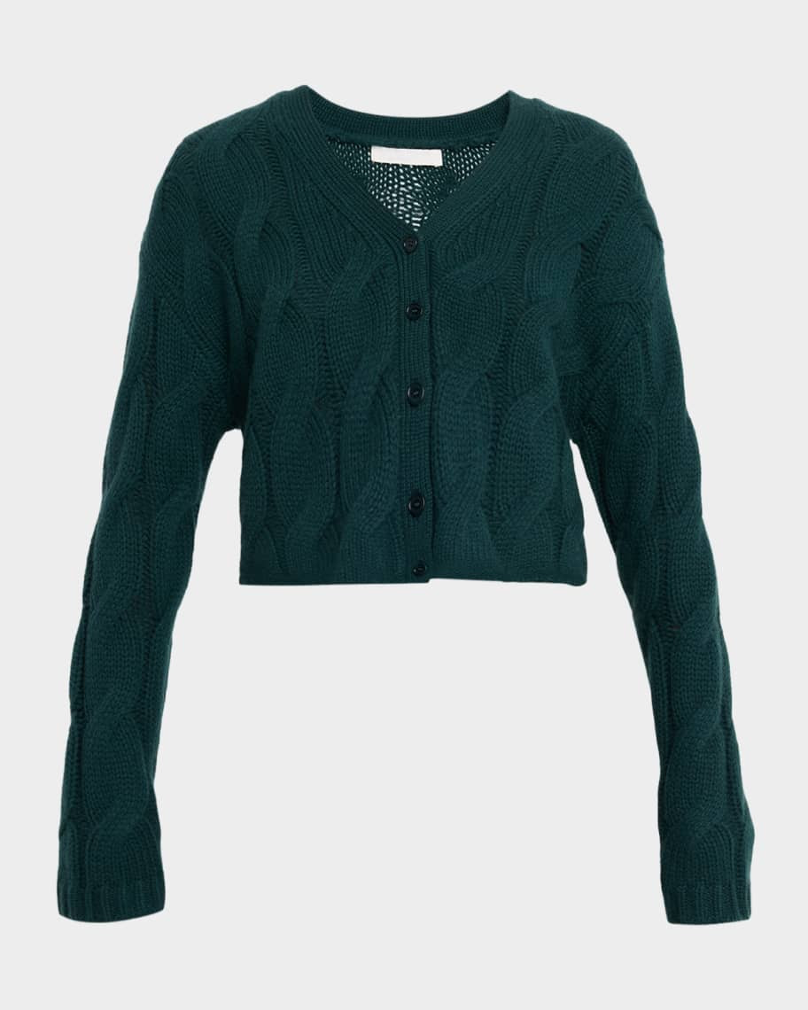 Jolie Cropped Cashmere Cable Cardigan | Neiman Marcus