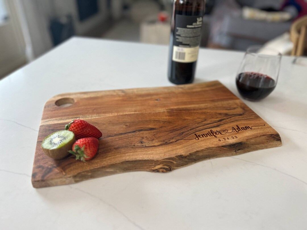 Personalized Live Edge Cutting Board, Custom Laser Engraved Board, Housewarming Gift, Gift for th... | Etsy (US)