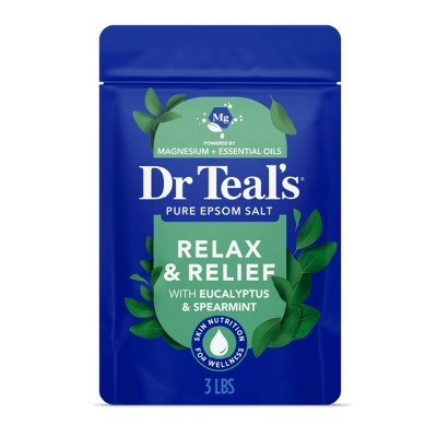 Dr Teal's Epsom Salt Magnesium Soak - Relax & Relief with Eucalyptus & Spearmint - 3lbs: Soothing, Combination And Dry Skin, Gusseted Bag | Target