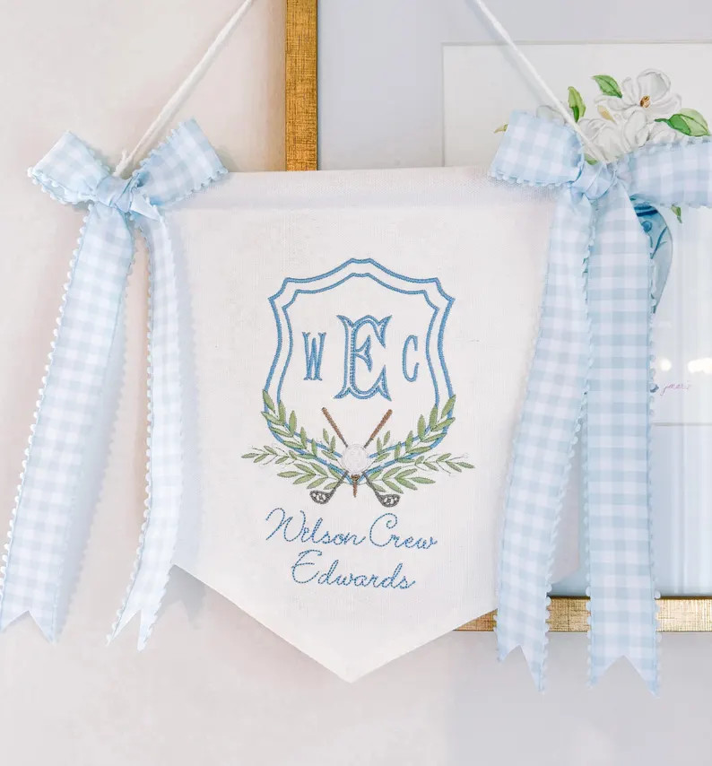 Golf Style Baby Hospital Banner | Embroidered Birth Announcement | Hospital Door Sign | Welcome B... | Etsy (US)