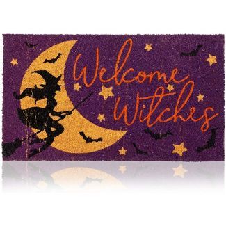 Juvale Halloween Welcome Witches Coir Door Mat Welcome Doormat Indoor Outdoor Nonslip Front Rugs ... | Target