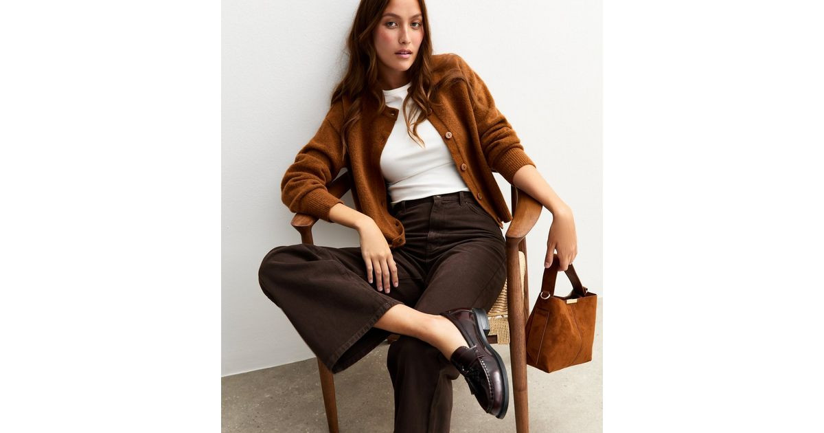 Dark Brown Adalae High Waisted Wide Leg Jeans | New Look | New Look (UK)