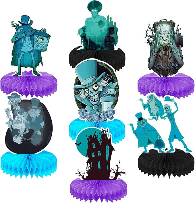 Haunted Mansion Birthday Party Supplies, 7Pcs Haunted Mansion Theme Party Honeycomb Centerpiece f... | Amazon (US)