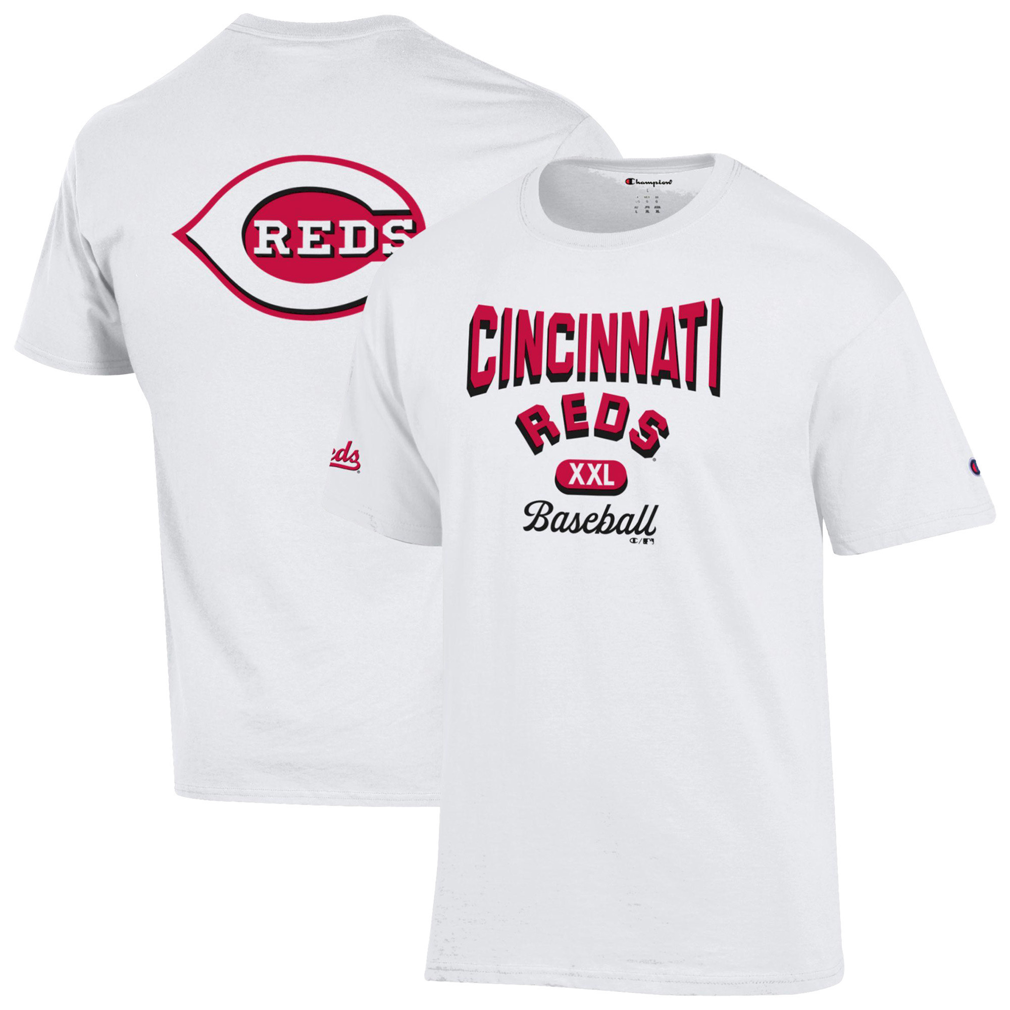 Men's Champion White Cincinnati Reds 3-Hit Jersey T-Shirt | Fanatics