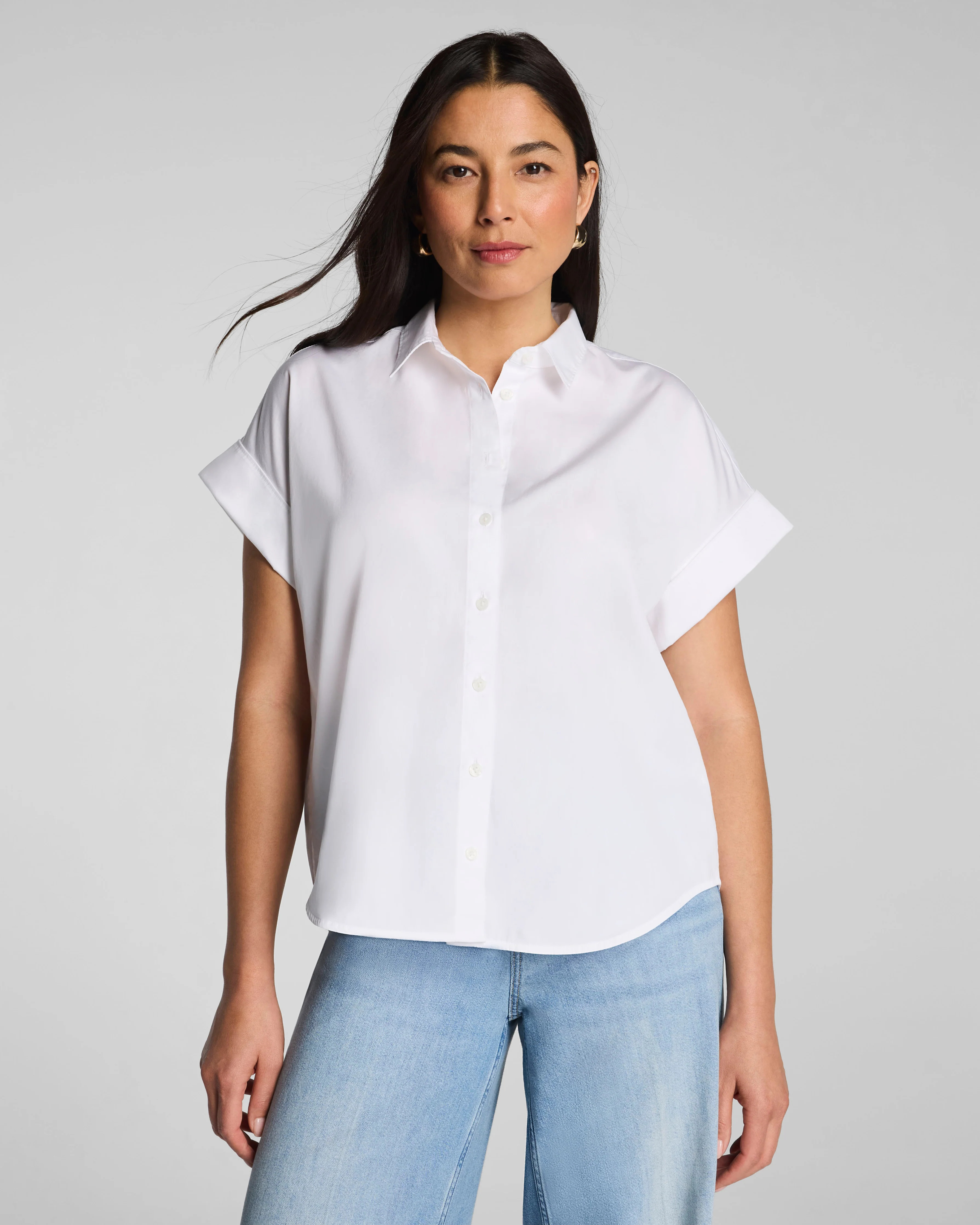 SPANX® Poplin Oversized Short Sleeve Button Down | Spanx