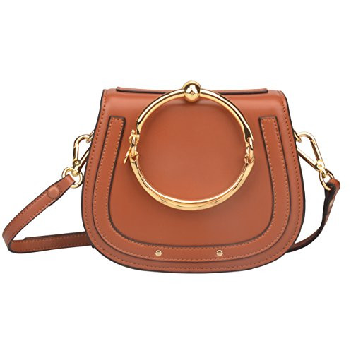 Ainifeel Women's Leather Handbags With Bracelet Handle On Clearance (Brown(leather+suede)) | Amazon (US)