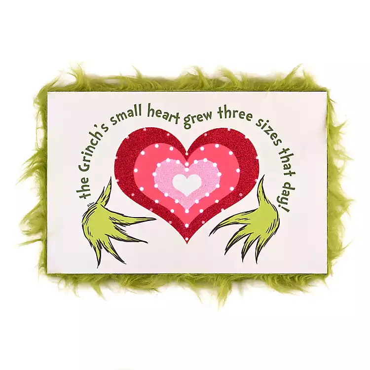 LED Grinch Heart with Fur Canvas Art Print | Kirklands Home | Kirklands