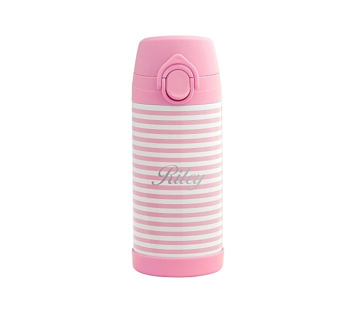 Mackenzie Bright Pink Seersucker Water Bottle | Pottery Barn Kids