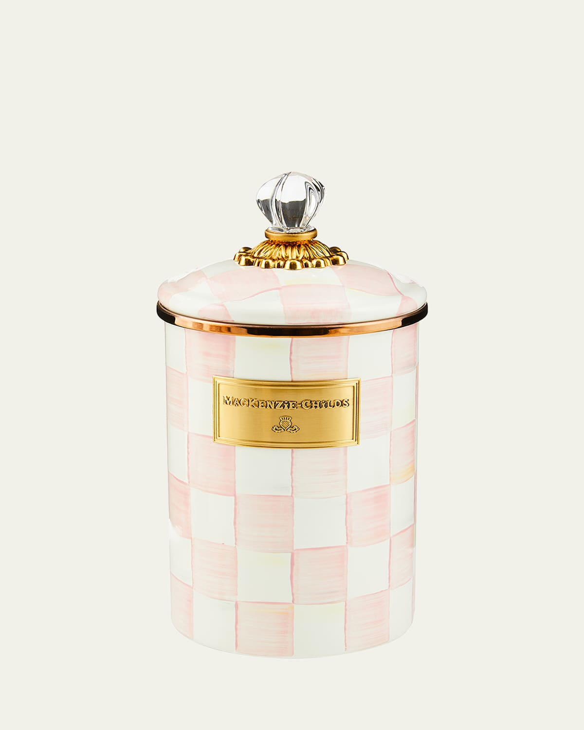 Rosy Check Enamel Canister, Large | Bergdorf Goodman