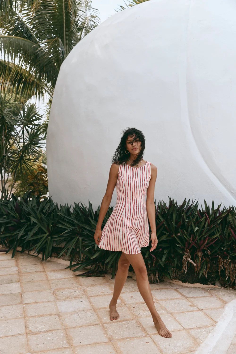 Chloe Linen Mini Dress Stripe | VRG Grl