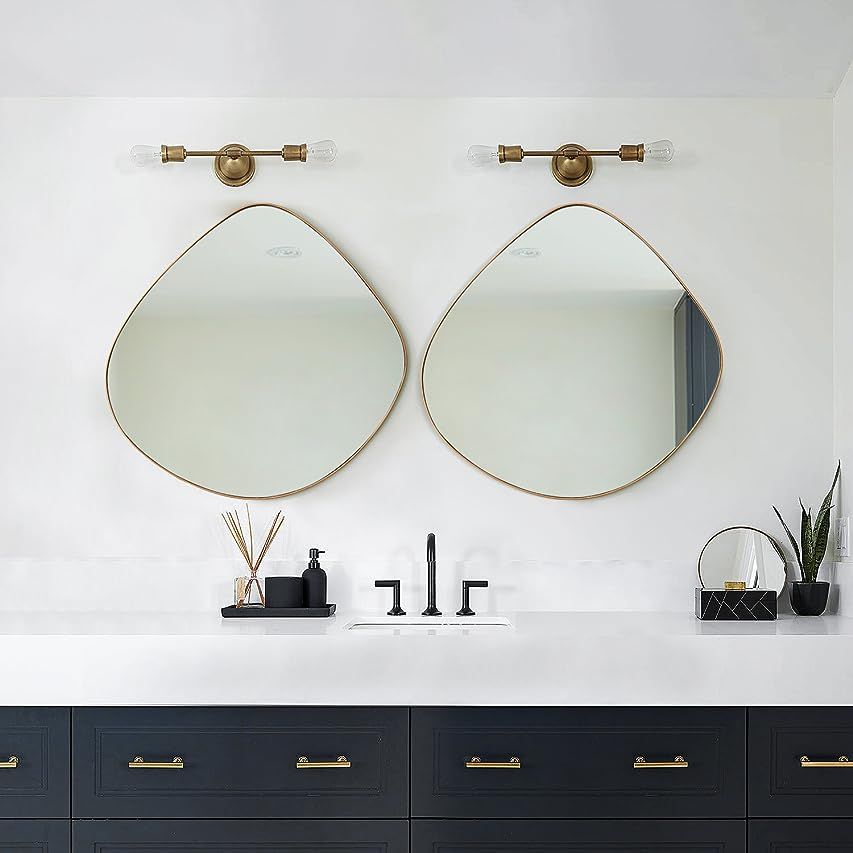 Irregular Wall Mirror Brass Framed Wall Mirror for Living Room Bedroom Bathroom Entryway Wall Dec... | Amazon (US)