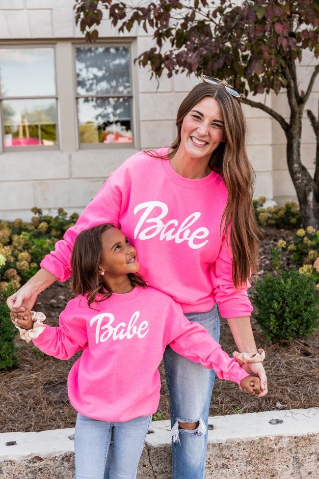 Kids Babe Safety Pink Graphic Sweatshirt | Pink Lily