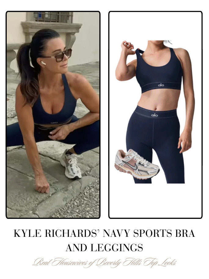 Kyle Richards' Navy Sports Bra and Leggings 

 