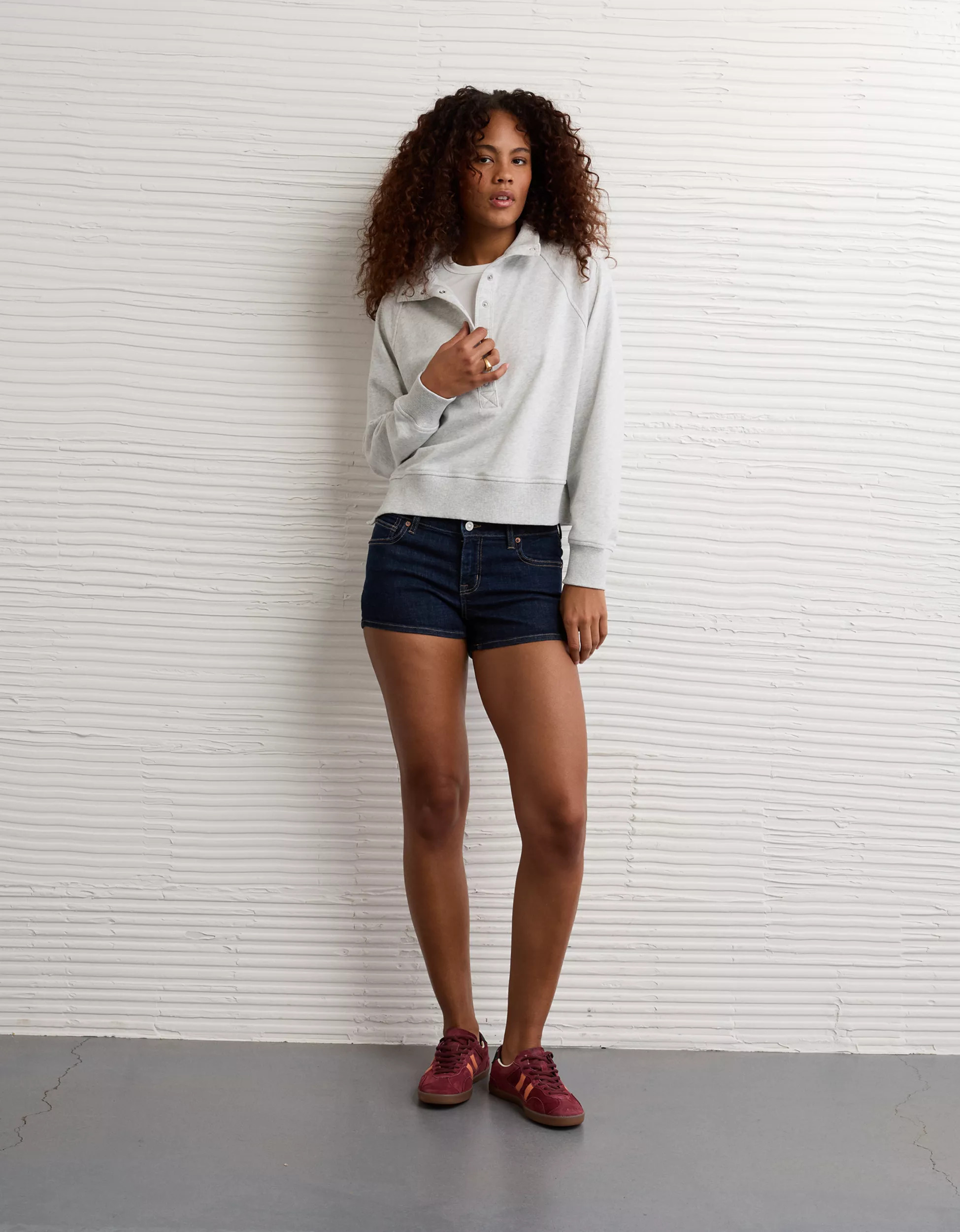 AE Big Hug Fleece Henley Sweatshirt | American Eagle Outfitters (US & CA)