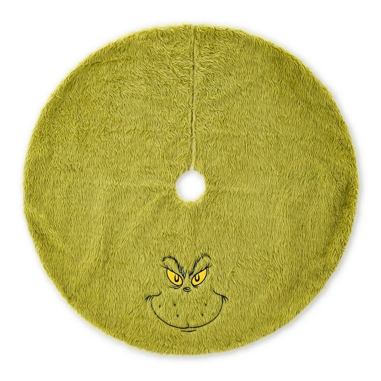 Dr Seuss' The Grinch Who Stole Christmas, Furry Tree Skirt , 48 inches Round, Embroderied | Walmart (US)