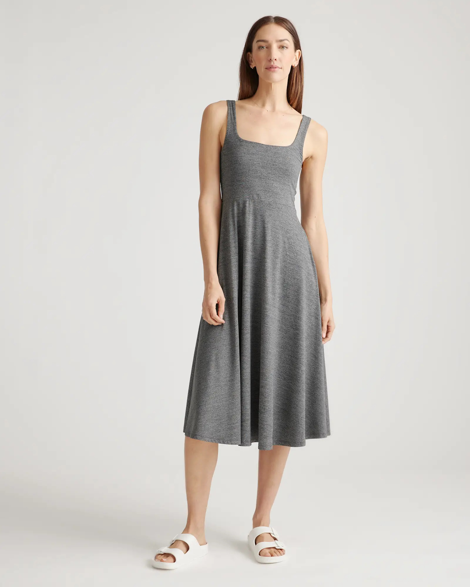 Flowknit Breeze Fit & Flare Dress in Heather Grey | Quince