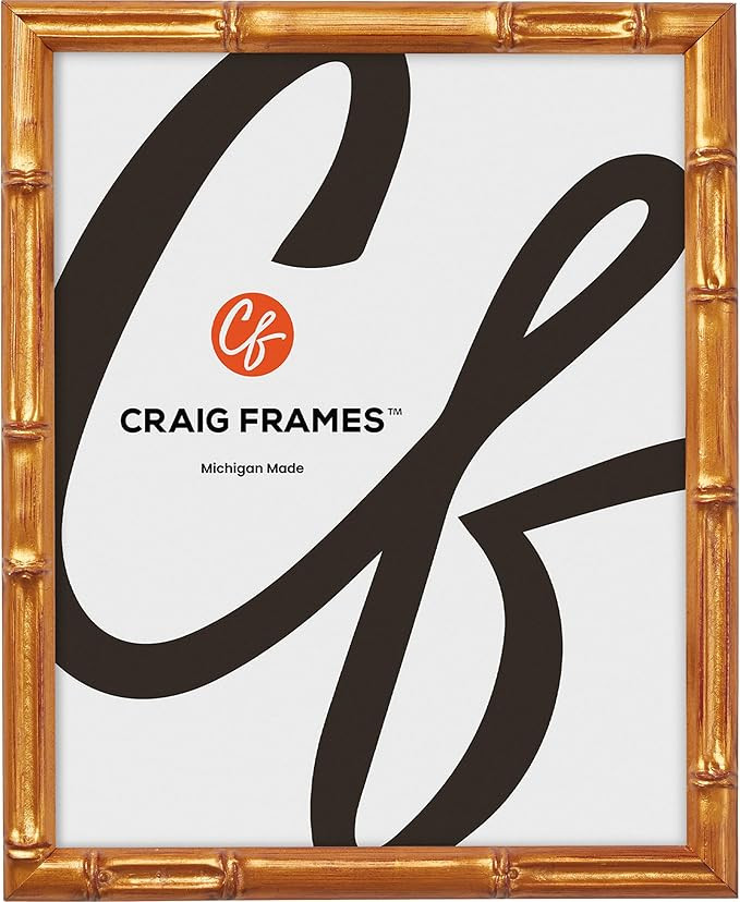 Craig Frames Faux Bamboo, 13x18 Picture Frame, Vintage Gold | Amazon (US)