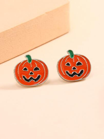 Halloween Pumpkin Design Stud Earrings | SHEIN