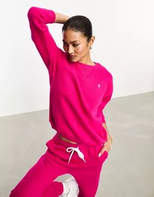 Polo Ralph Lauren icon logo arctic fleece sweatshirt in bright pink | ASOS | ASOS (Global)