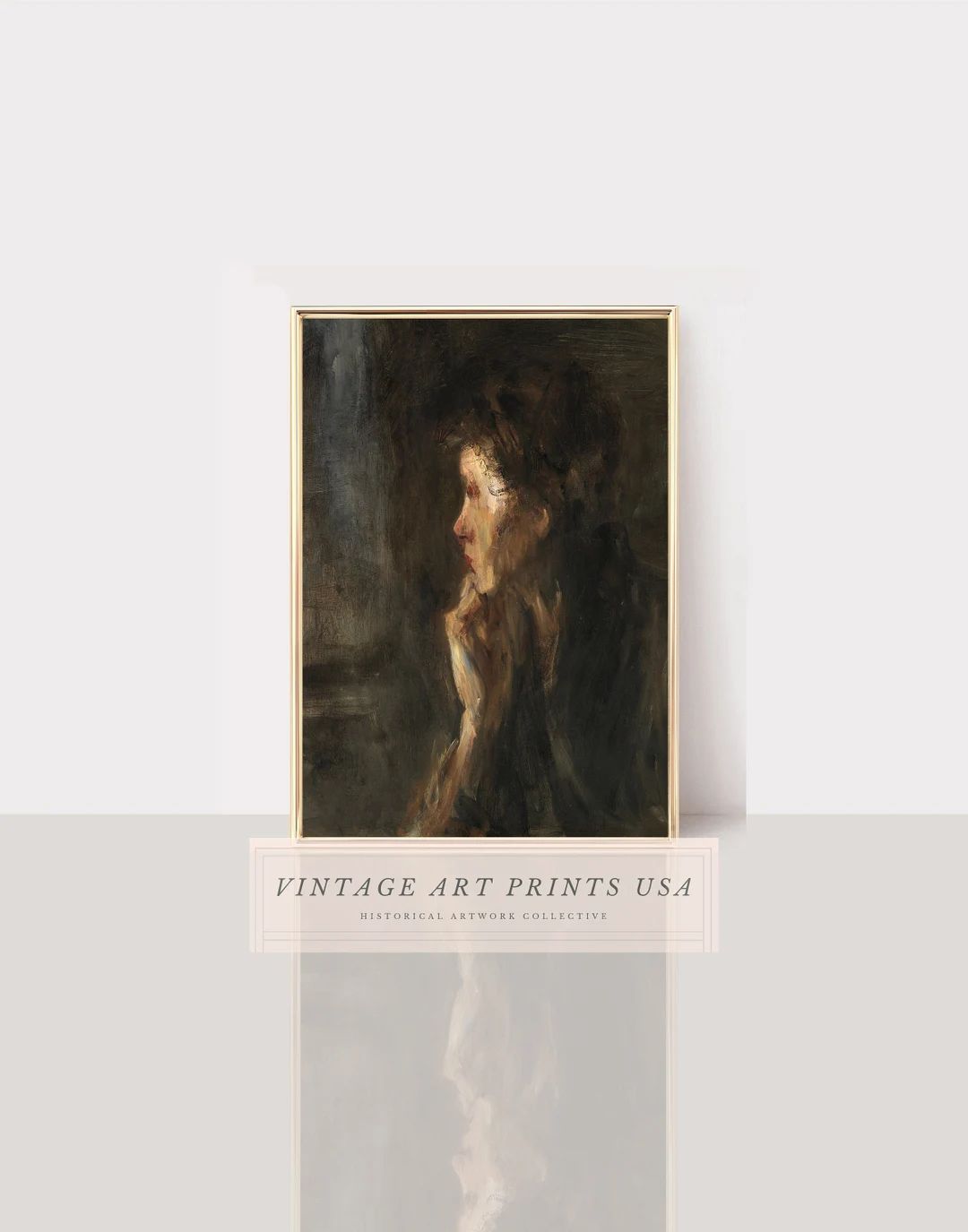 PRINTABLE Vintage Dark Moody Woman Portrait Painting  Antique - Etsy | Etsy (US)